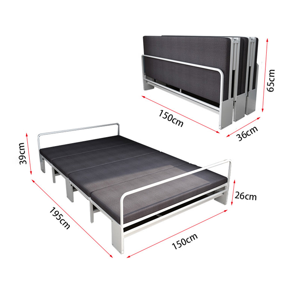 MASON TAYLOR 1.5m Foldable Bed Frame Carbon Steel - White