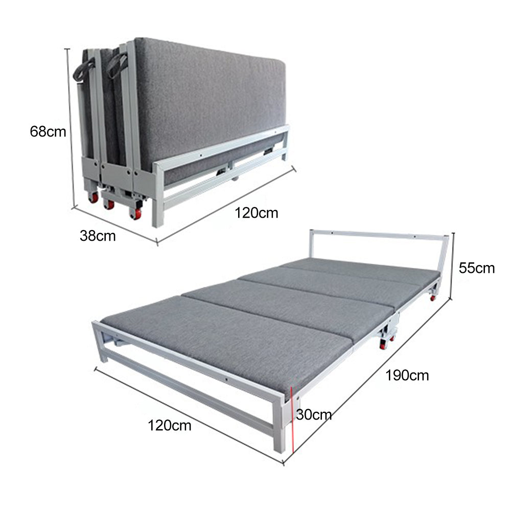 MASON TAYLOR 1.2m Foldable Bed Frame Iron - Grey