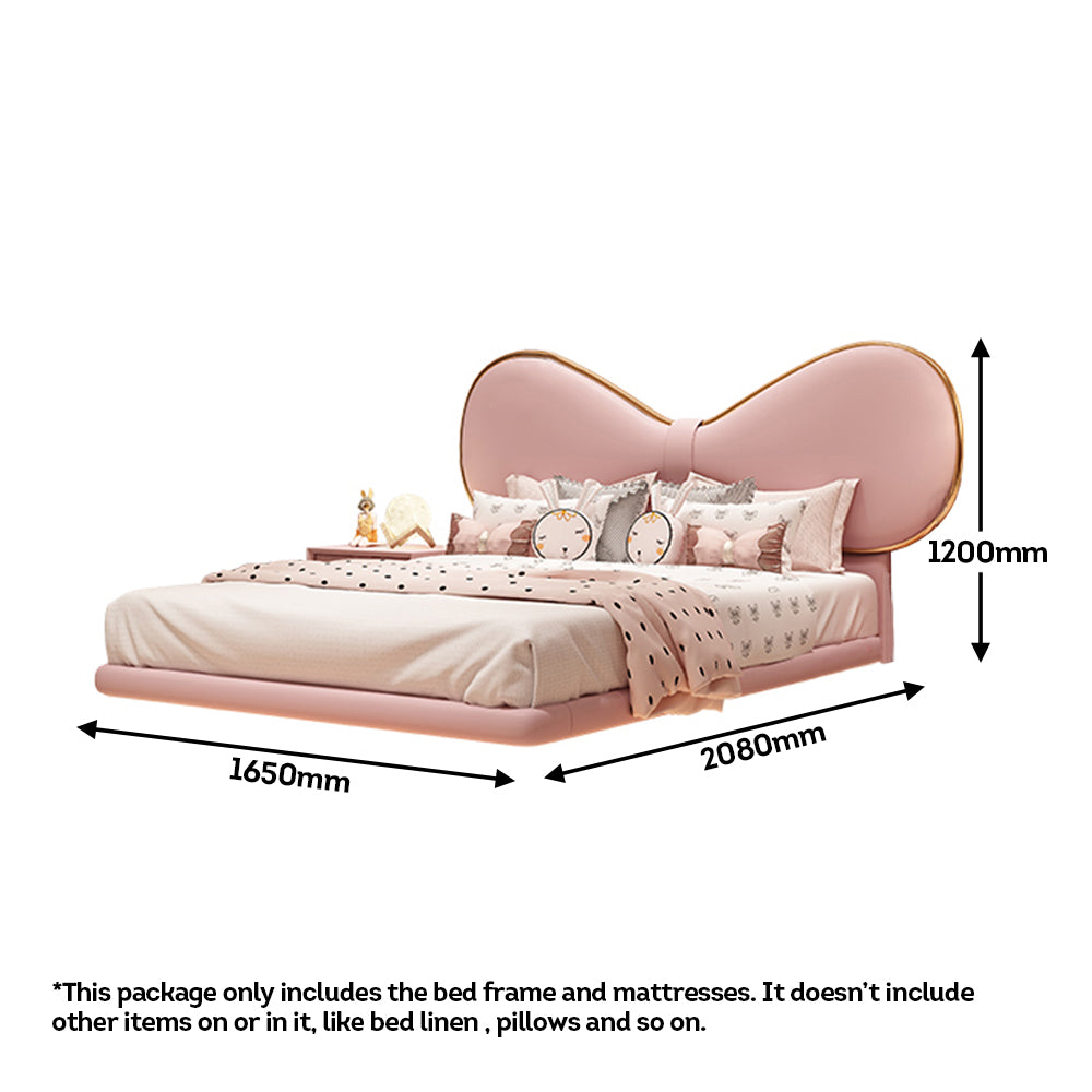 MASON TAYLOR 1.5*2m Solid Wood Frame Kid Bed With Mattress - Pink