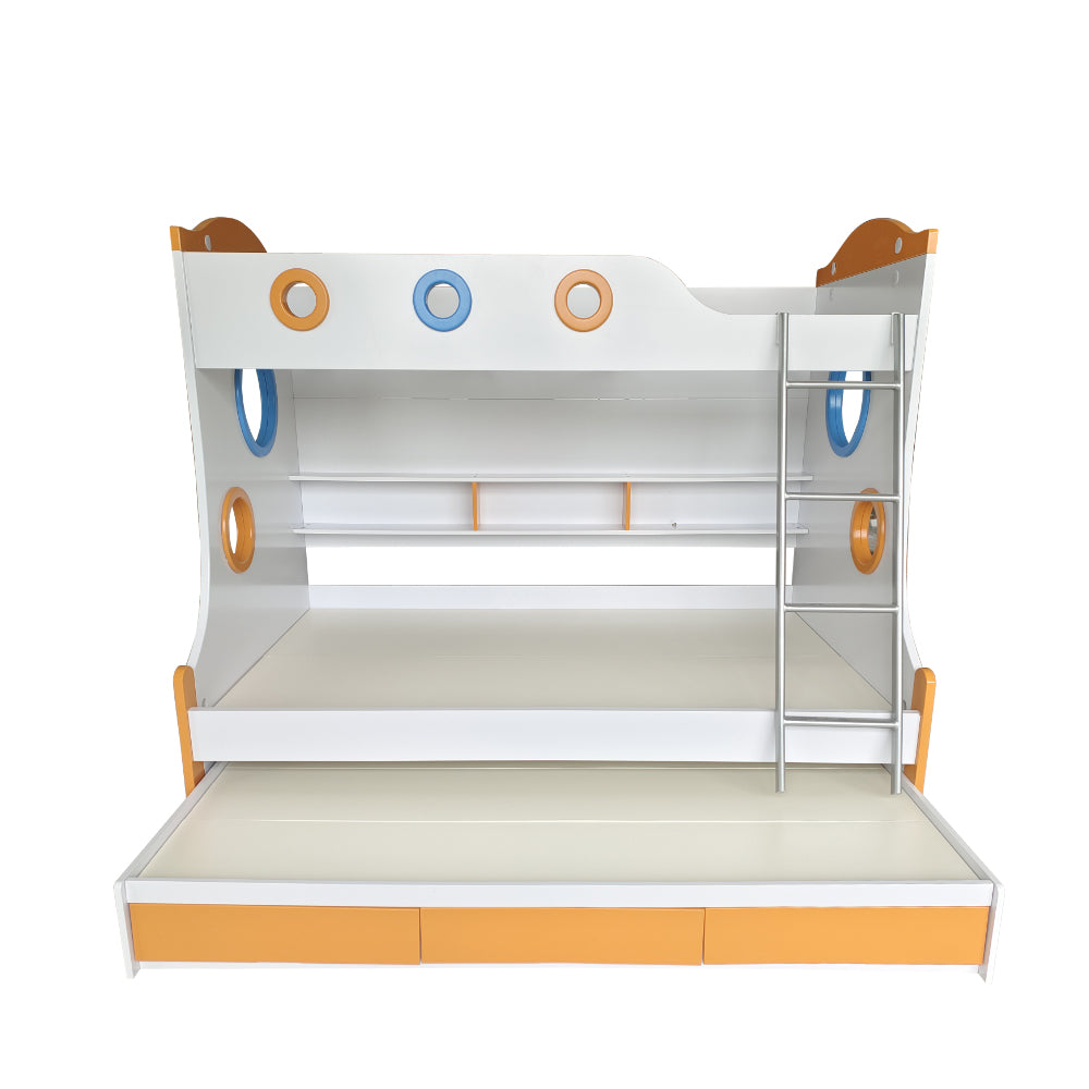 MASON TAYLOR 9131 1.2M Bunk Bed w/ Two Free Mattresses - White&Orange