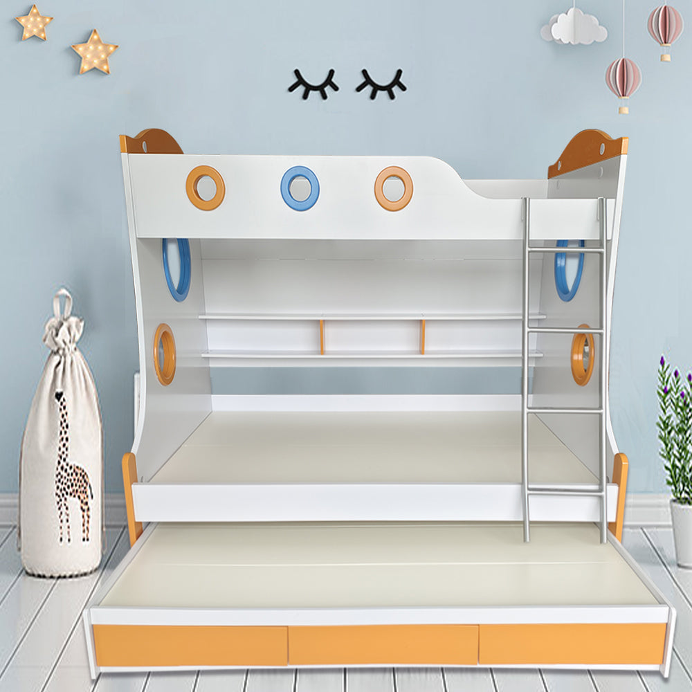 MASON TAYLOR 9131 1.2M Bunk Bed w/ Two Free Mattresses - White&Orange