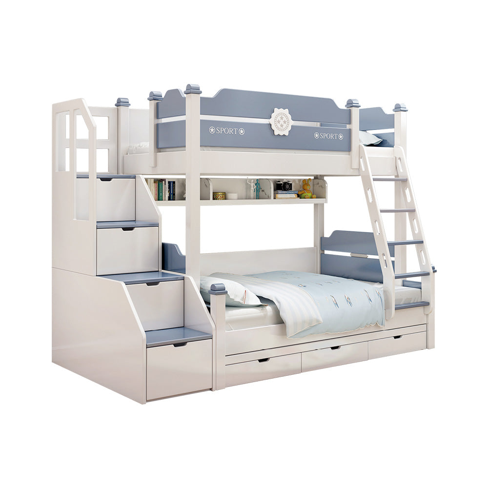 MASON TAYLOR 918 Bunk Bed Free Mattress w/ Cabinet Trundle Bed - White