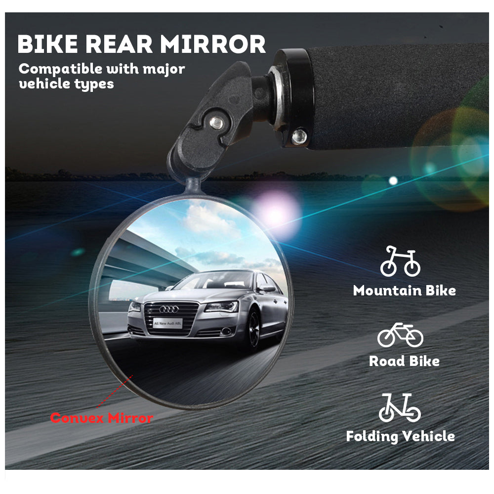 AKEZ 360 Degree View Rotaty Bike Mirror Safety Bicycle Convex Rearview Cycling Handlebar Rear