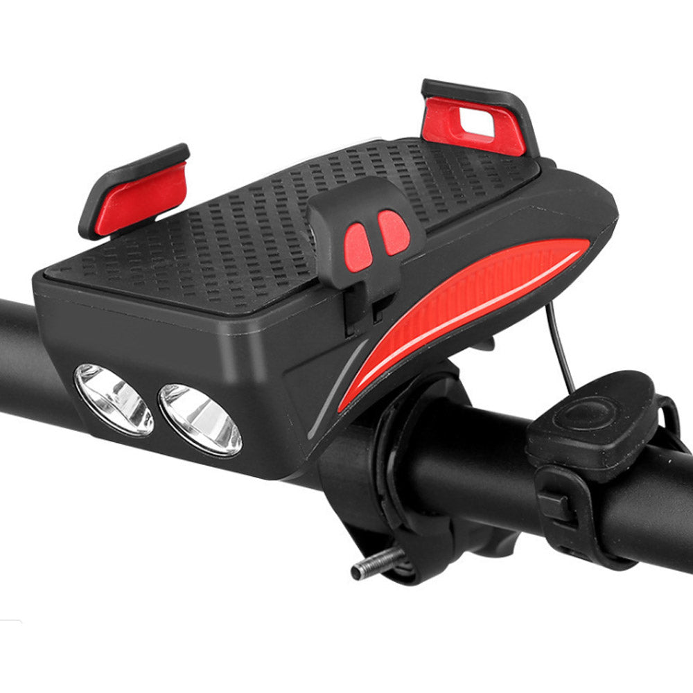 3-in-1 Bike Phone Holder with Cycle Horn & Headlight 2000mAH USB Charge