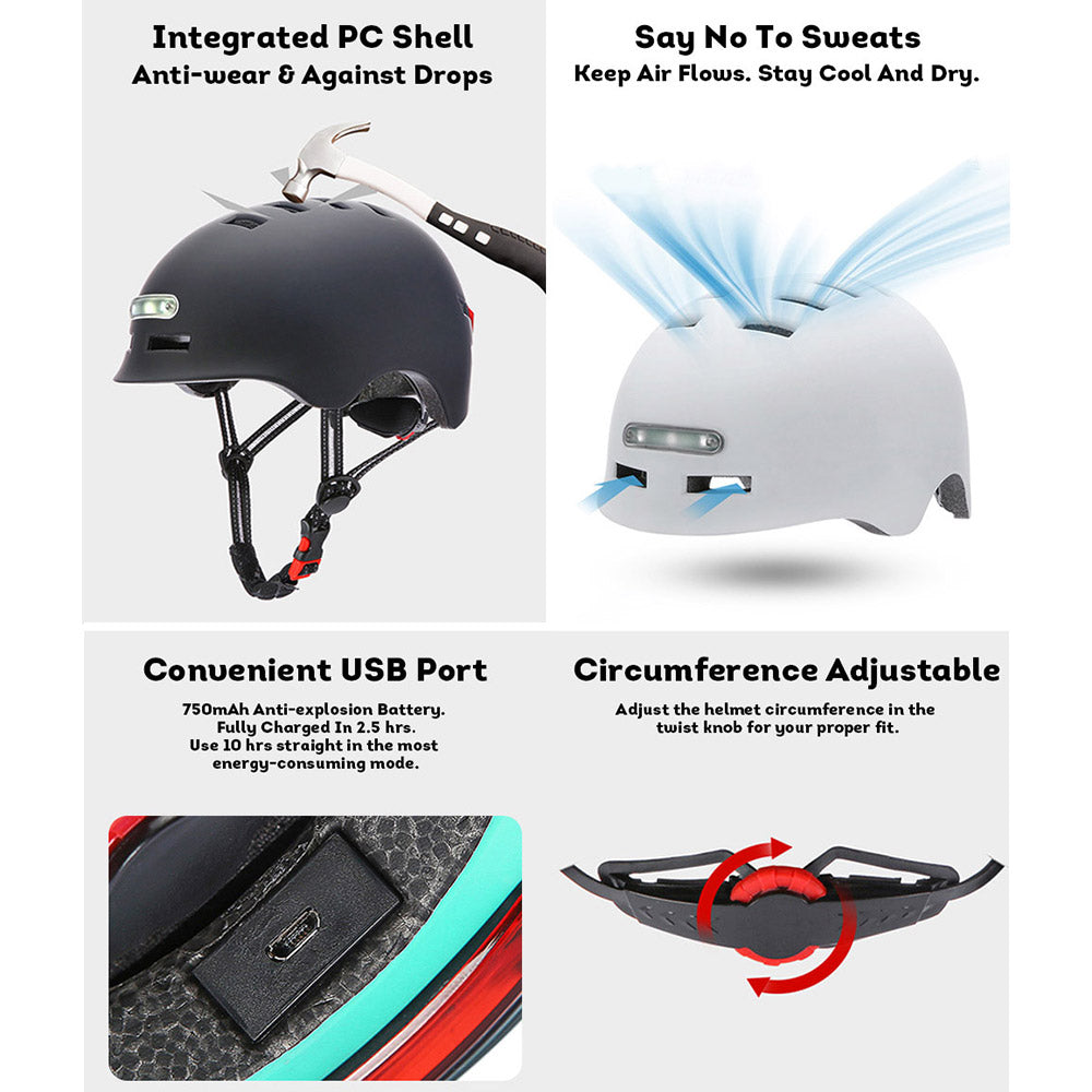 Bicycle Helmet Cycling Scooter Safety Helmet with LED Rear Light