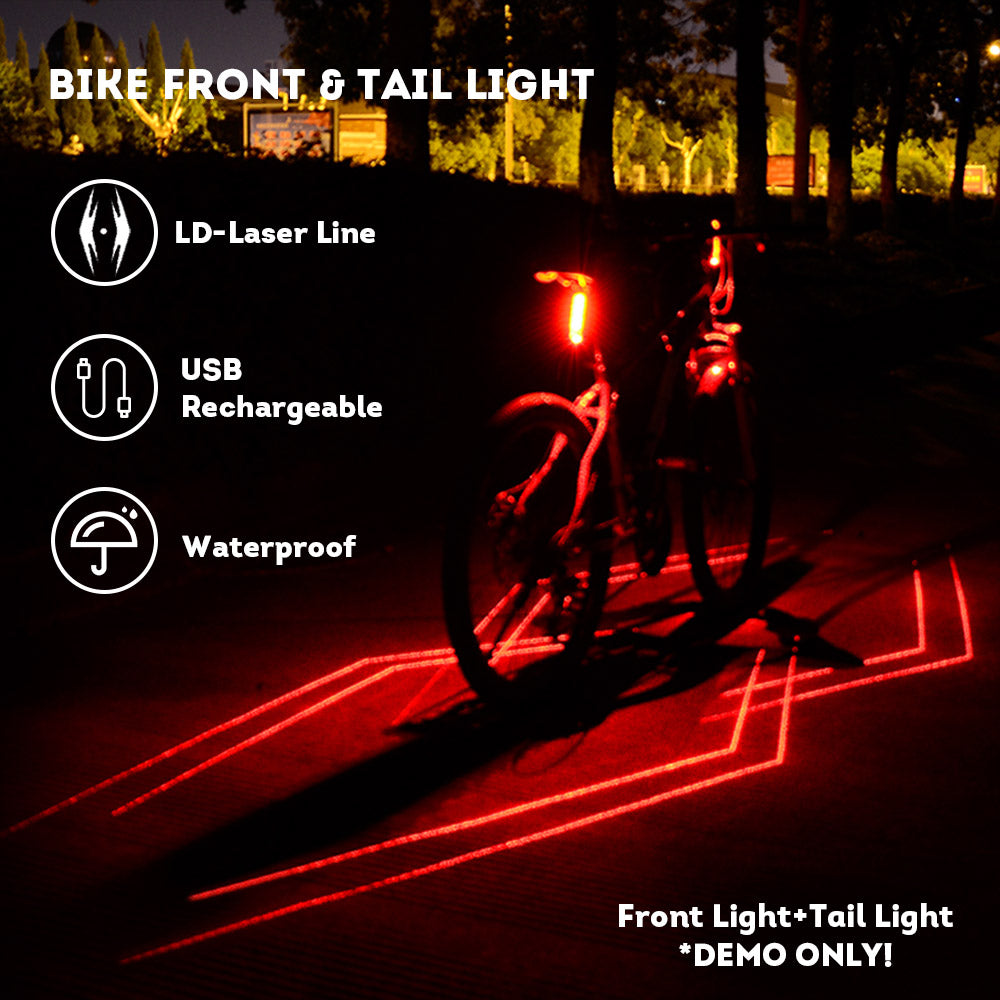 LD-Laser Line Bike Rear Light LED Bicycle Tail Light IPX-5 Waterproof Cycling Safety