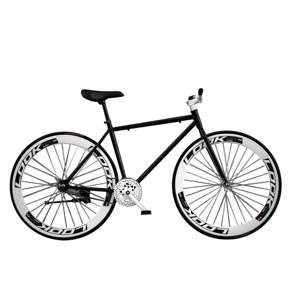 AKEZ 26 Inches Solid Tire Road Bike Fixed Gear Bicycle - Black White