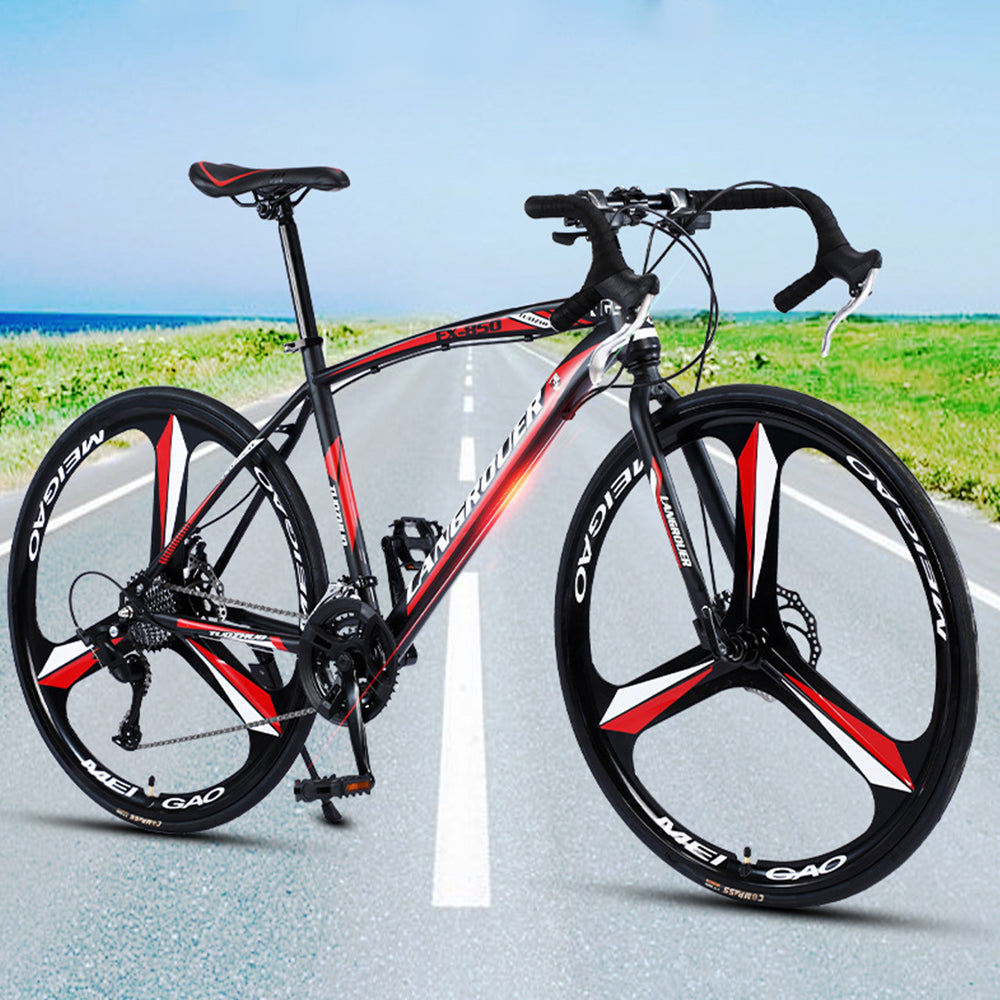 AKEZ 27 Speed Road Bike Pneumatic Tire Bicycle - Black Red