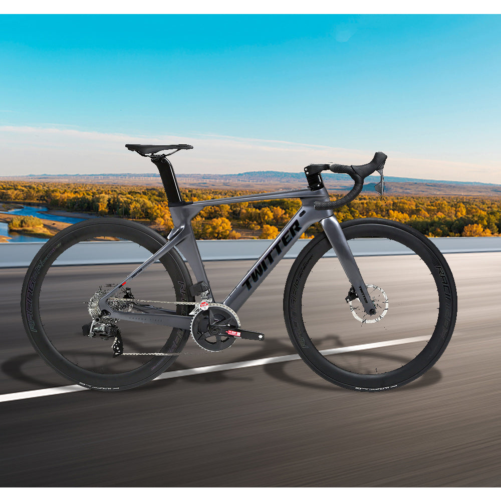 AKEZ 48CMR10 28 Inches Carbon Fiber Road Bike Disc Brake Racing Bicycle - Dark Gray