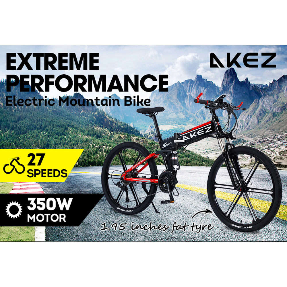 AKEZ 350W 36V BMNZ Electric Folding Bike Mountain Bicycle 26 Inches w/ Battery