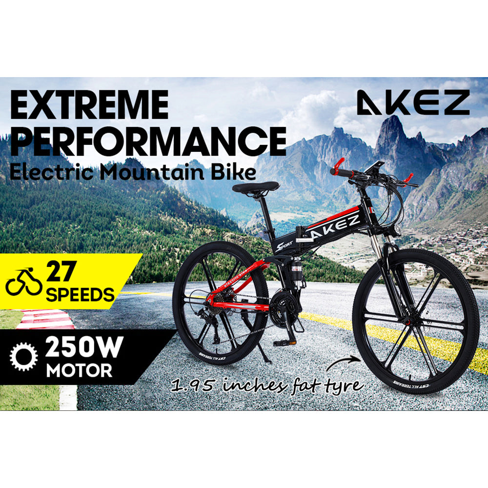 AKEZ 250W 36V BMNZ Electric Folding Bike Mountain Bicycle 26 inch w/ Battery