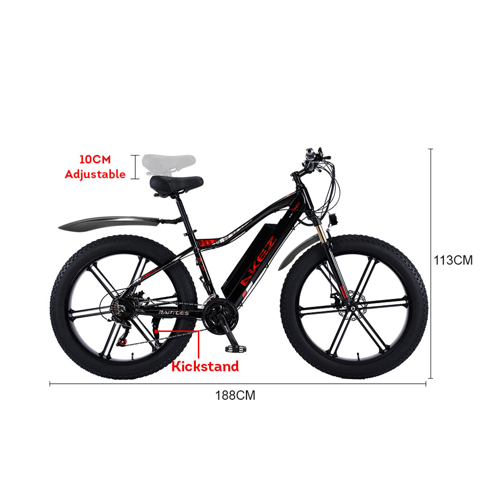 AKEZ 750W 48V ML1P Snow Bicycle 26 inches Beach Electric Bike Motorized eBike Battery