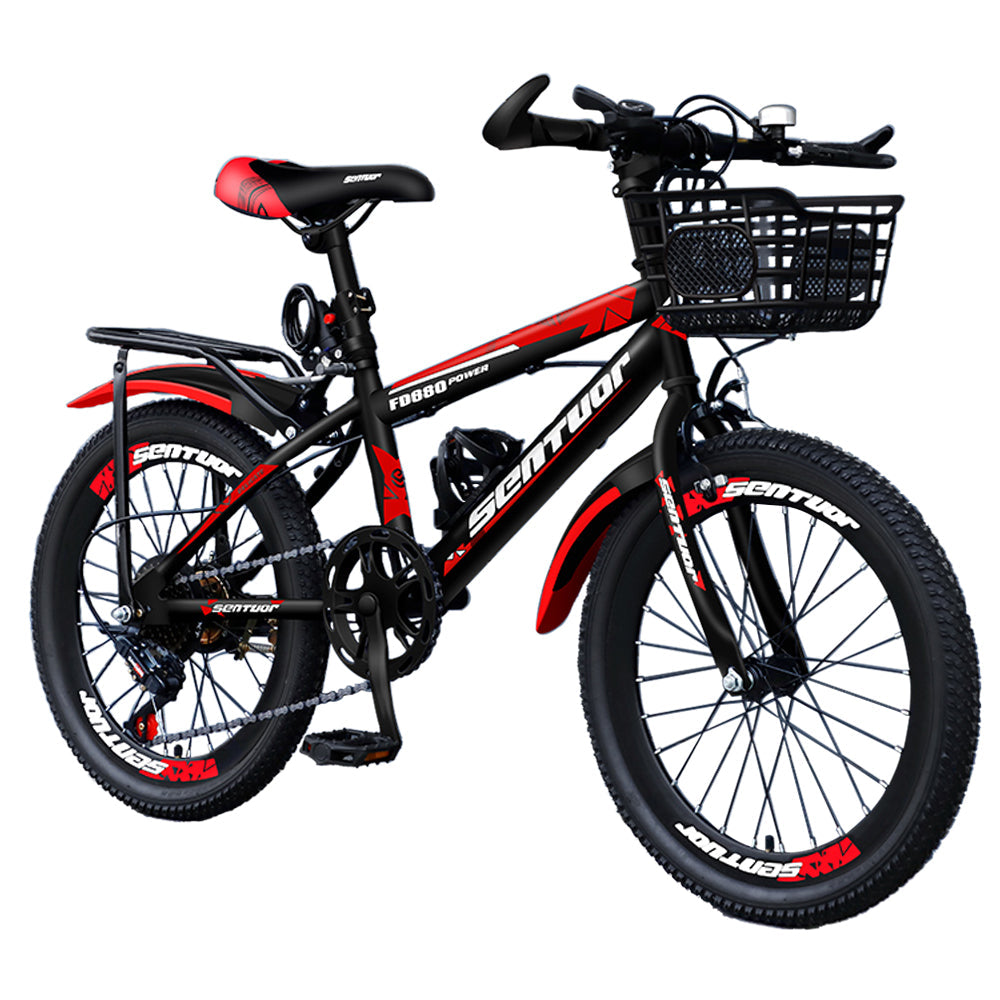 AKEZ 20-inch 7 Speed High Carbon Steel Frame Bicycle Bike For Young Adult - Black&Red