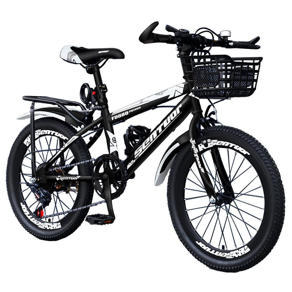 AKEZ 20-inch 7 Speed High Carbon Steel Frame Bicycle Bike For Young Adult - Black&White