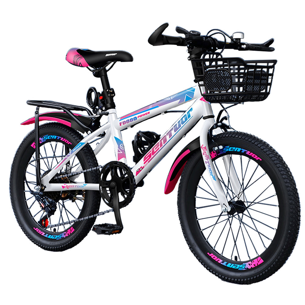 AKEZ 20-inch 7 Speed High Carbon Steel Frame Bicycle Bike For Young Adult - Dazzling Pink