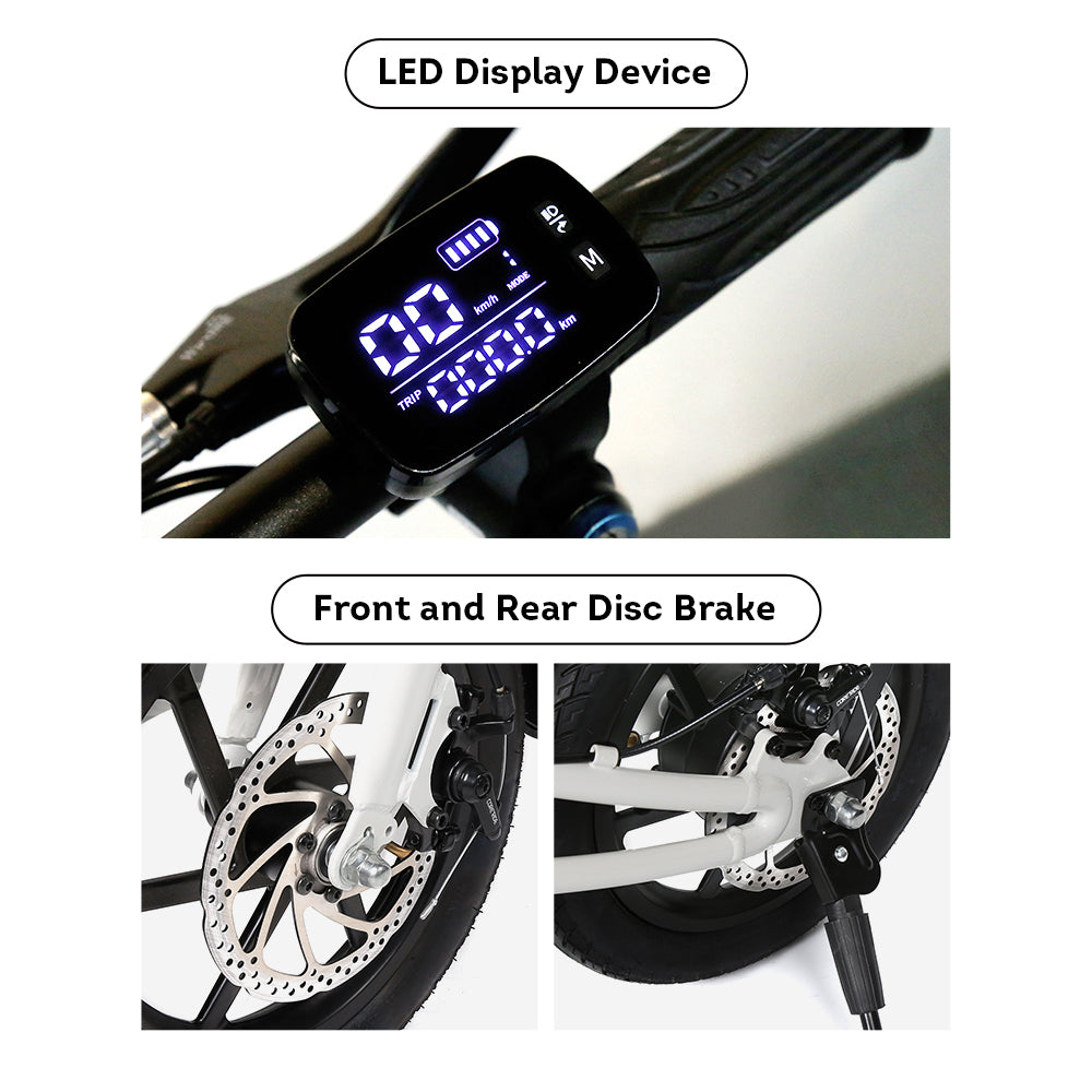 AKEZ ESBIKE-10 350W 36V 8AH Electric Bike LED Display Device - White