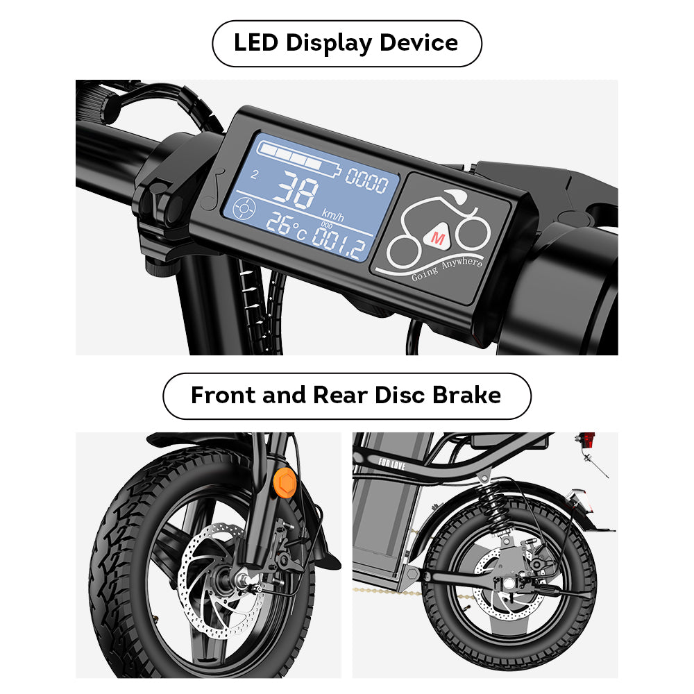 AKEZ ESBIKE-11 400W 48V 10AH Foldable Electric Bike LED Display Device - Black