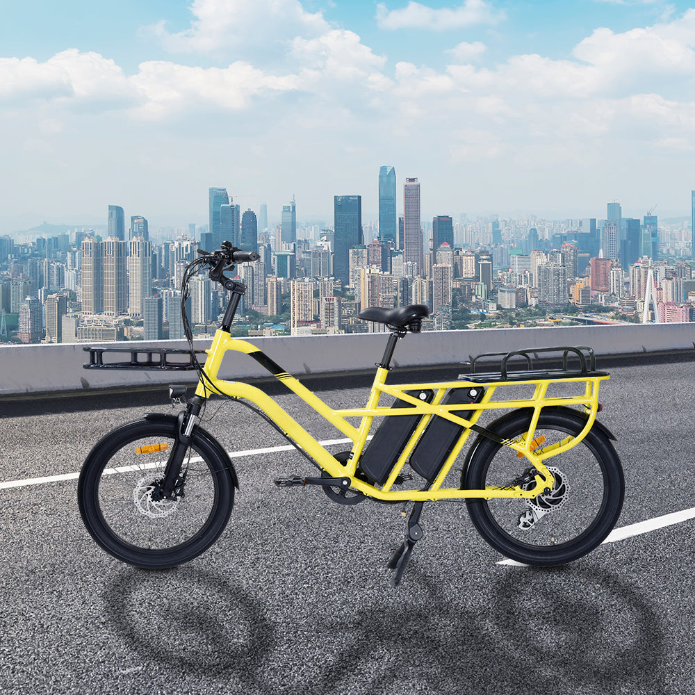 AKEZ H1 350W 48V 15Ah Battery*2 Electric Bike 200Kg Load Capacity Long Endurance Mileage - Yellow