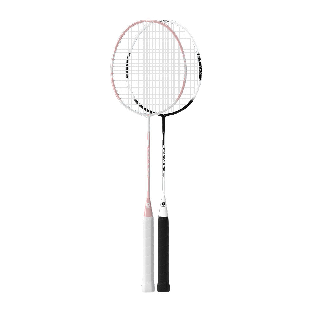 JMQ FITNESS 1 Pair 5U26 Ultra-Light Carbon Fibre Shaft Badminton Racket w/ Accessories - Pink&Black