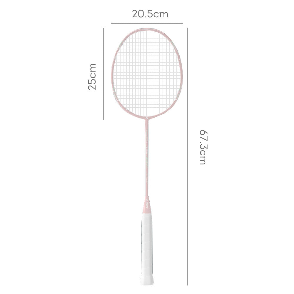 JMQ FITNESS 1 Pair 3U20 Carbon Aluminum Integrated Badminton Racket w/ Accessories - Pink