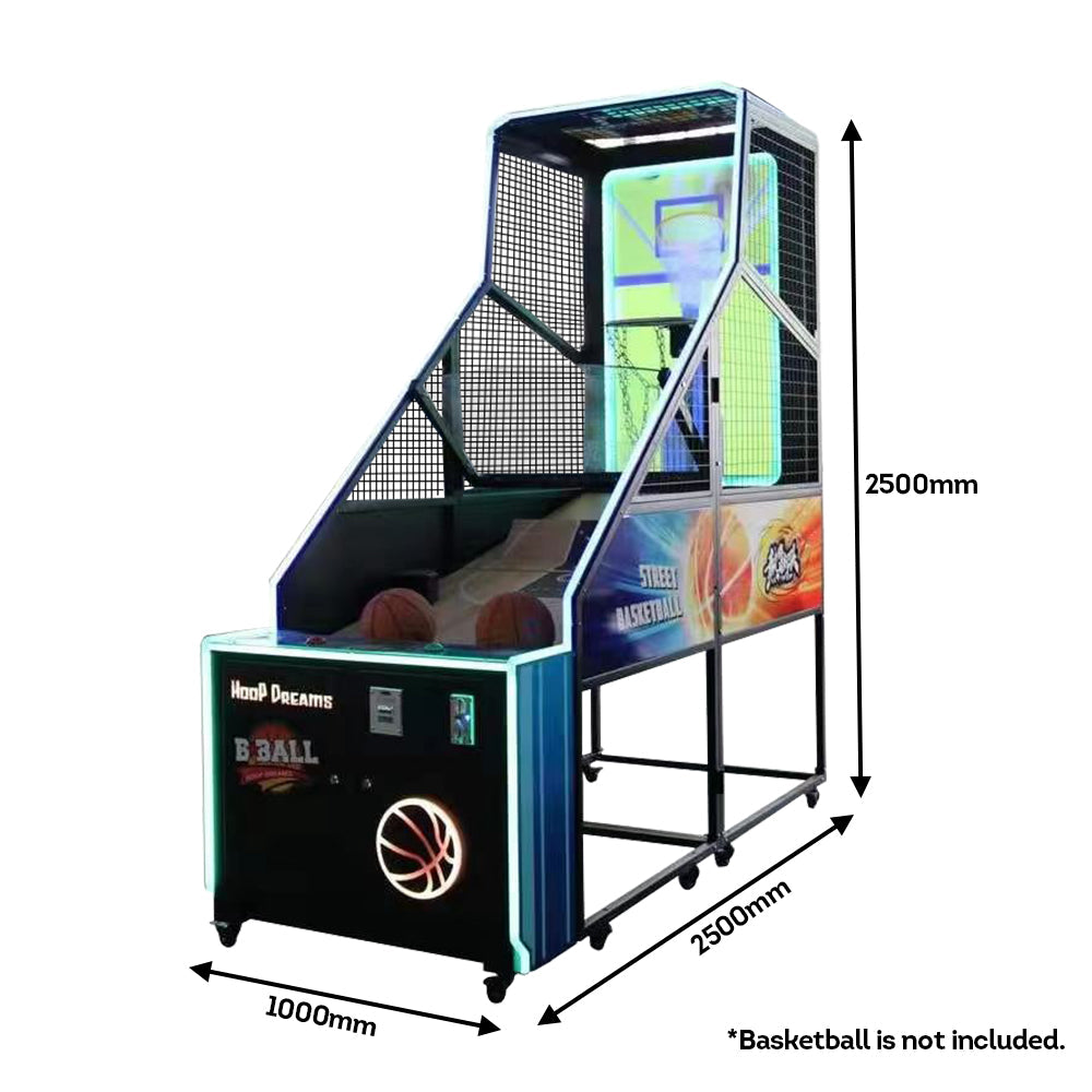 DUNK MASTER 500W Basketball Shooting Machine With LCD Display, Electronic Scoreboard - Black