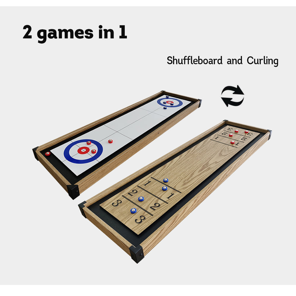 MACE 3Ft9In 2 In 1 Game Top Shuffleboard and Curling - Wood Frame