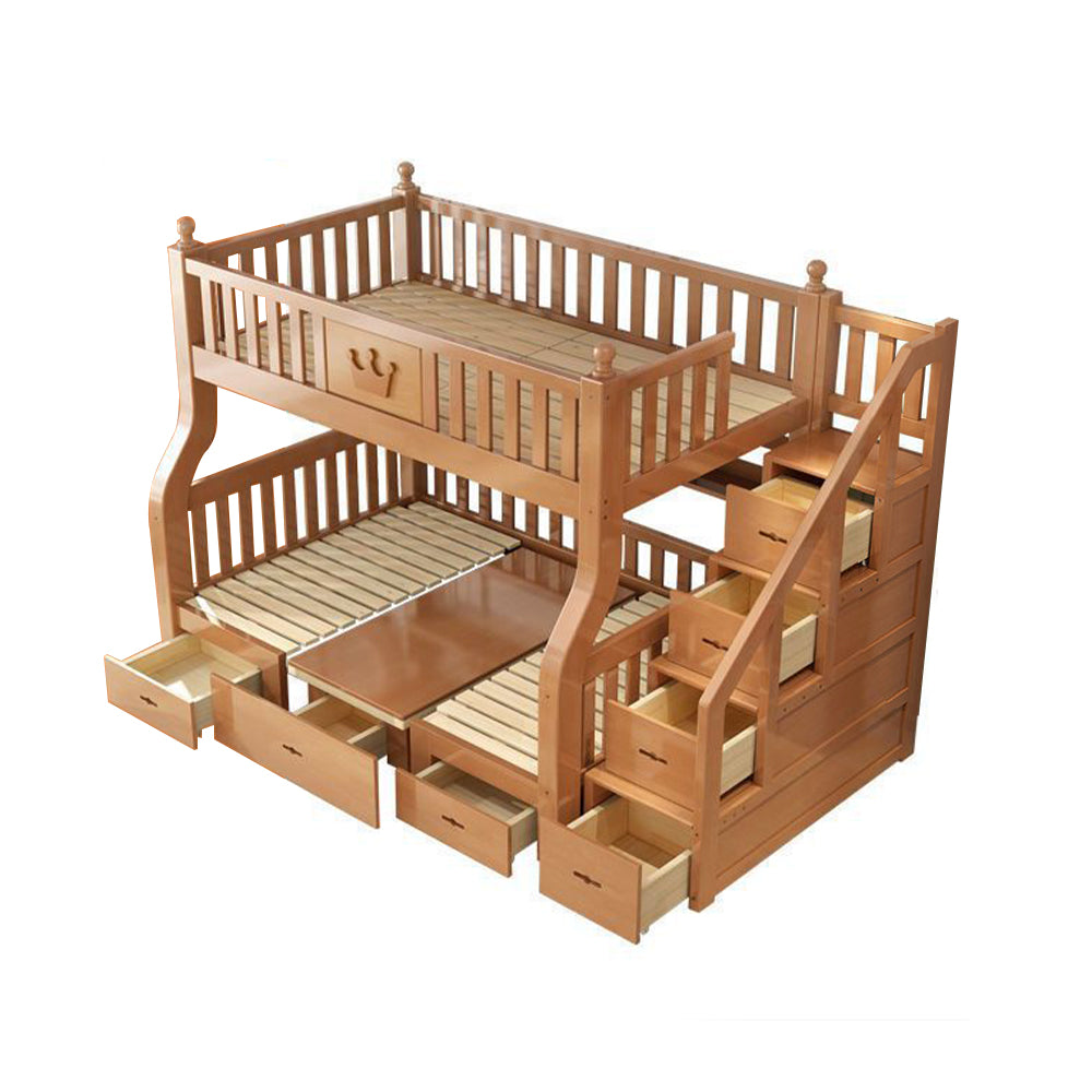 MASON TAYLOR 1.5m Solid Wood Frame Bunk Bed w/ Mattresses - Wood