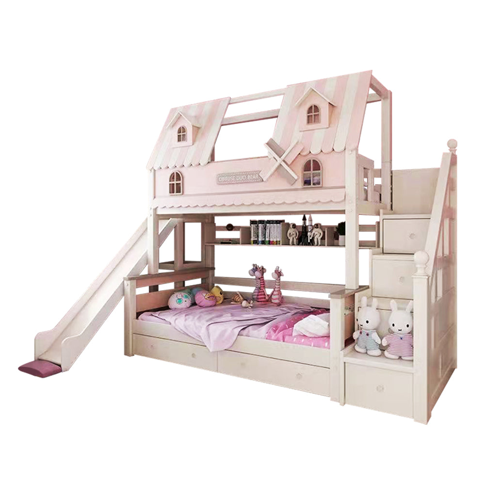 MASON TAYLOR 1.5M Bunk Bed Various Accessories - White&Pink