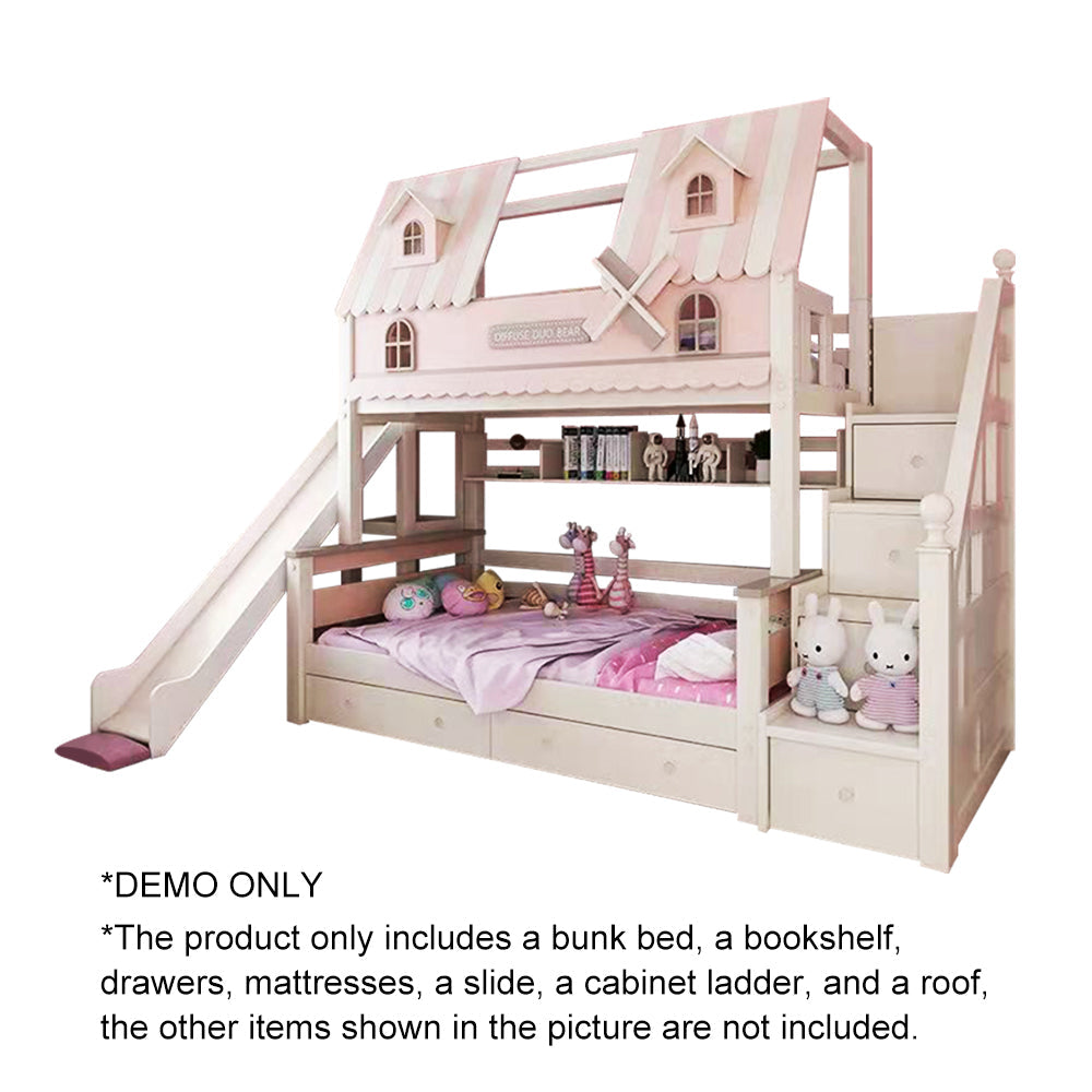 MASON TAYLOR 1.5M Bunk Bed Various Accessories - White&Pink
