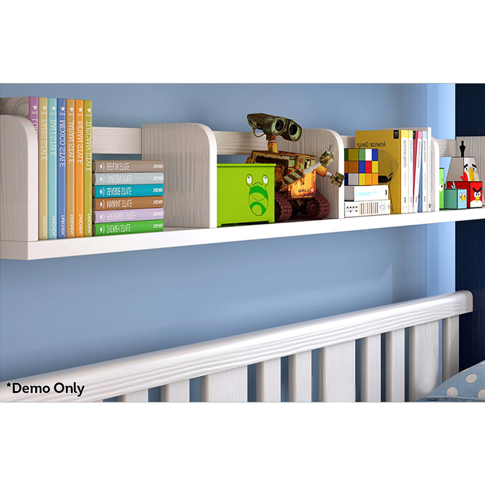 MASON TAYLOR Bunk Bed Frame W/ Drawers Solid Pine Timber Safety Rails Big Storage - White&Blue