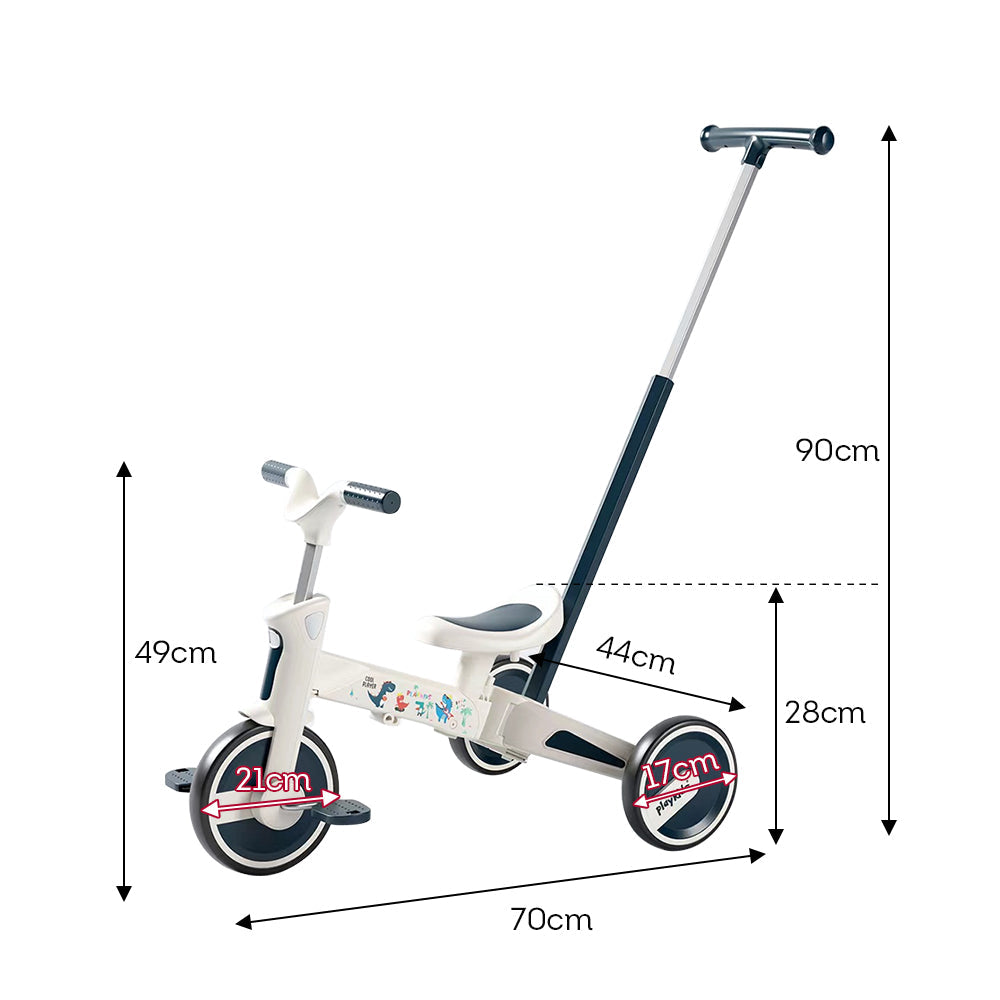 HECULA Foldable Three-wheeled Travel Stroller w/ Extended Handlebar