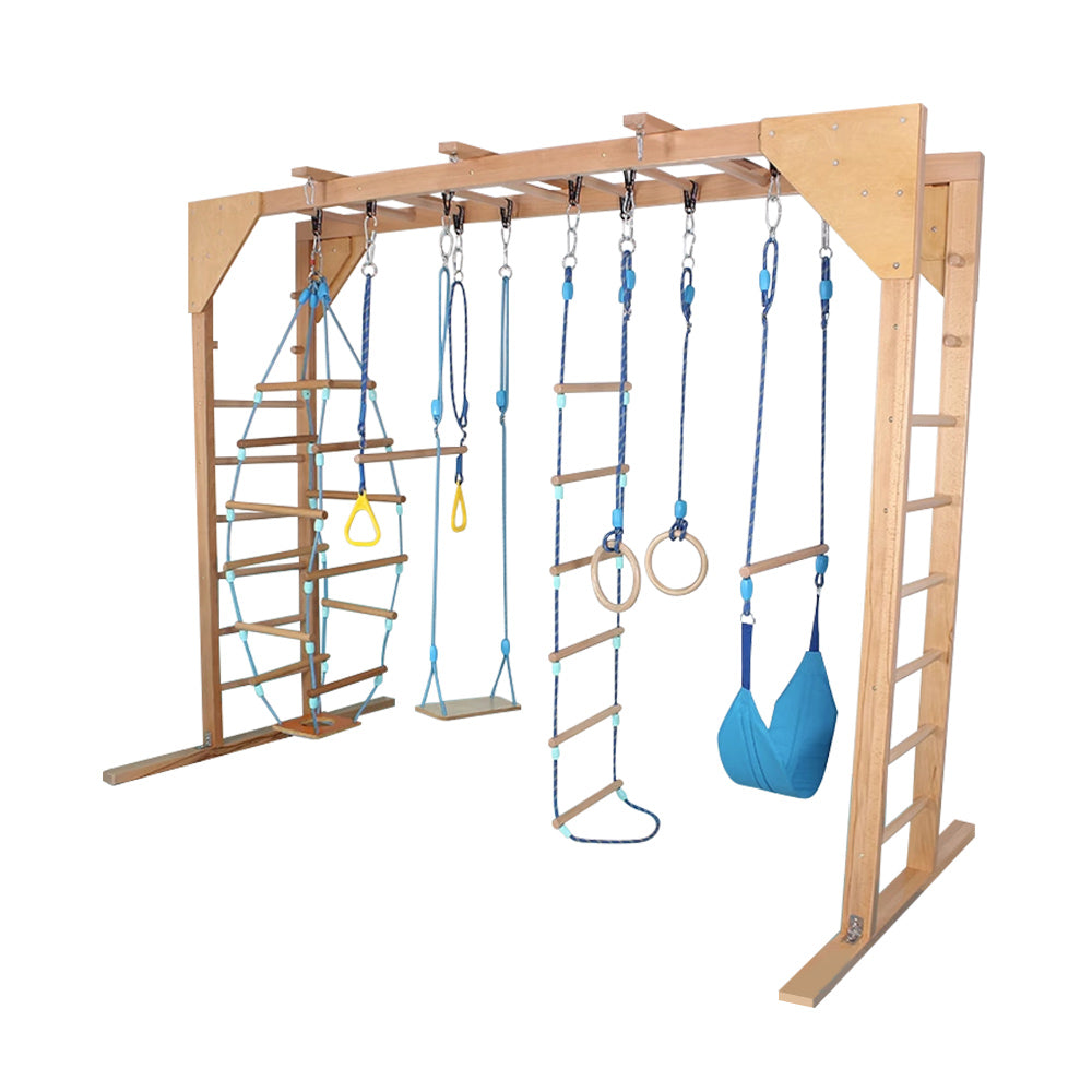 AUSFUNKIDS Solid Wood Climbing Frame Swing Combination - Wood