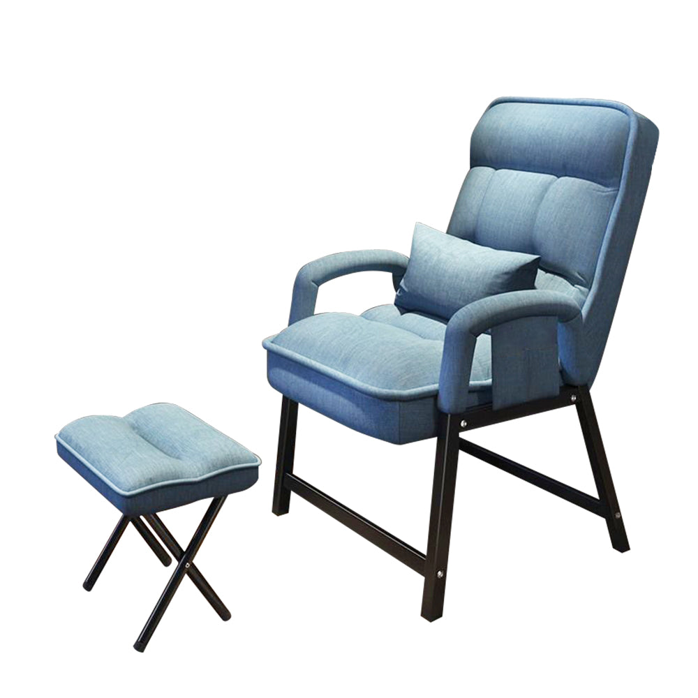 MASON TAYLOR Adjustable Back Chair and Footstool Set w/ Throw Pillow - Blue