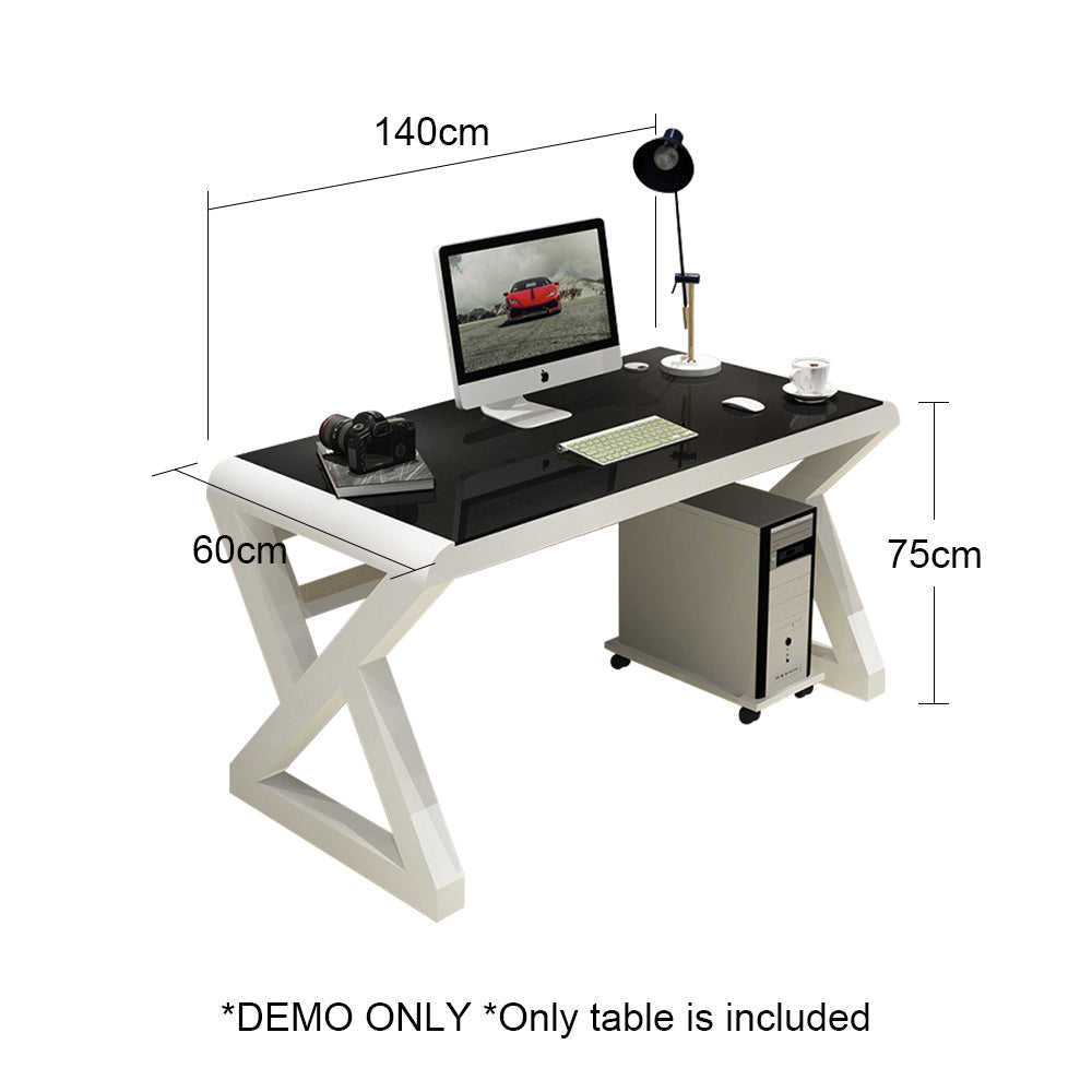 MASON TAYLOR 1.4x0.6M Desk Tempered Glass Tabletop - White&Black