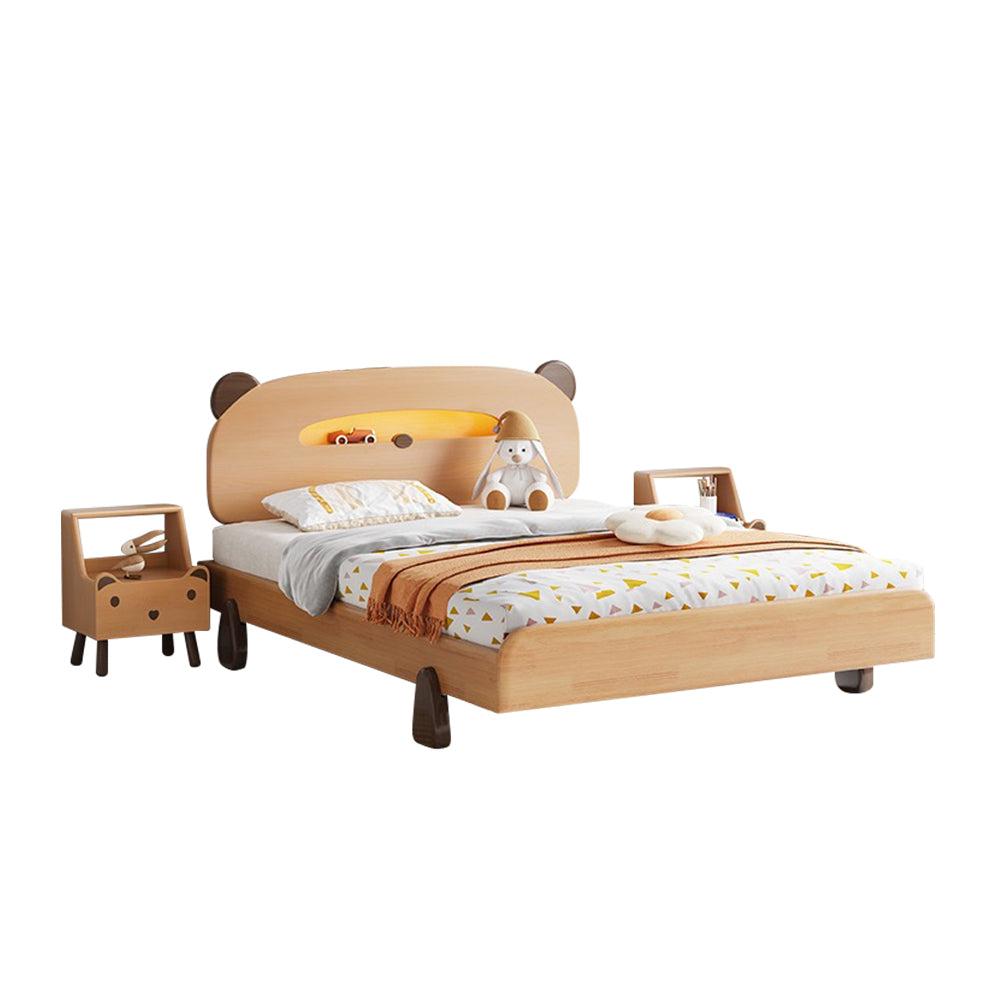 MASON TAYLOR Kids Bed and Bedside Table Set Beech Wood Frame - Wood