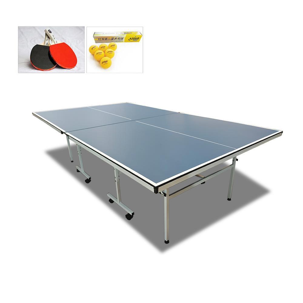 DH 13mm Foldable Portable Ping Pong Table Tennis Table + Accessory Package T&R Sports