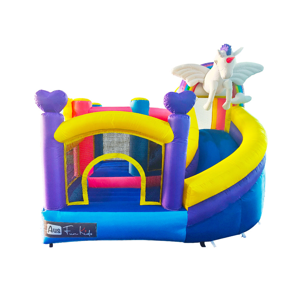 Unicorn Inflatable Jumping Castle Kids Home Amusement Playground w/ Climb Slide