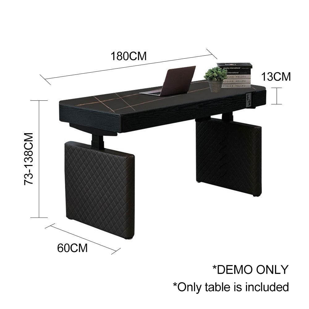 MASON TAYLOR 1.8x0.6M Dual Motor Slate Tabletop Electric Lifting Desk Stable Leg - Black