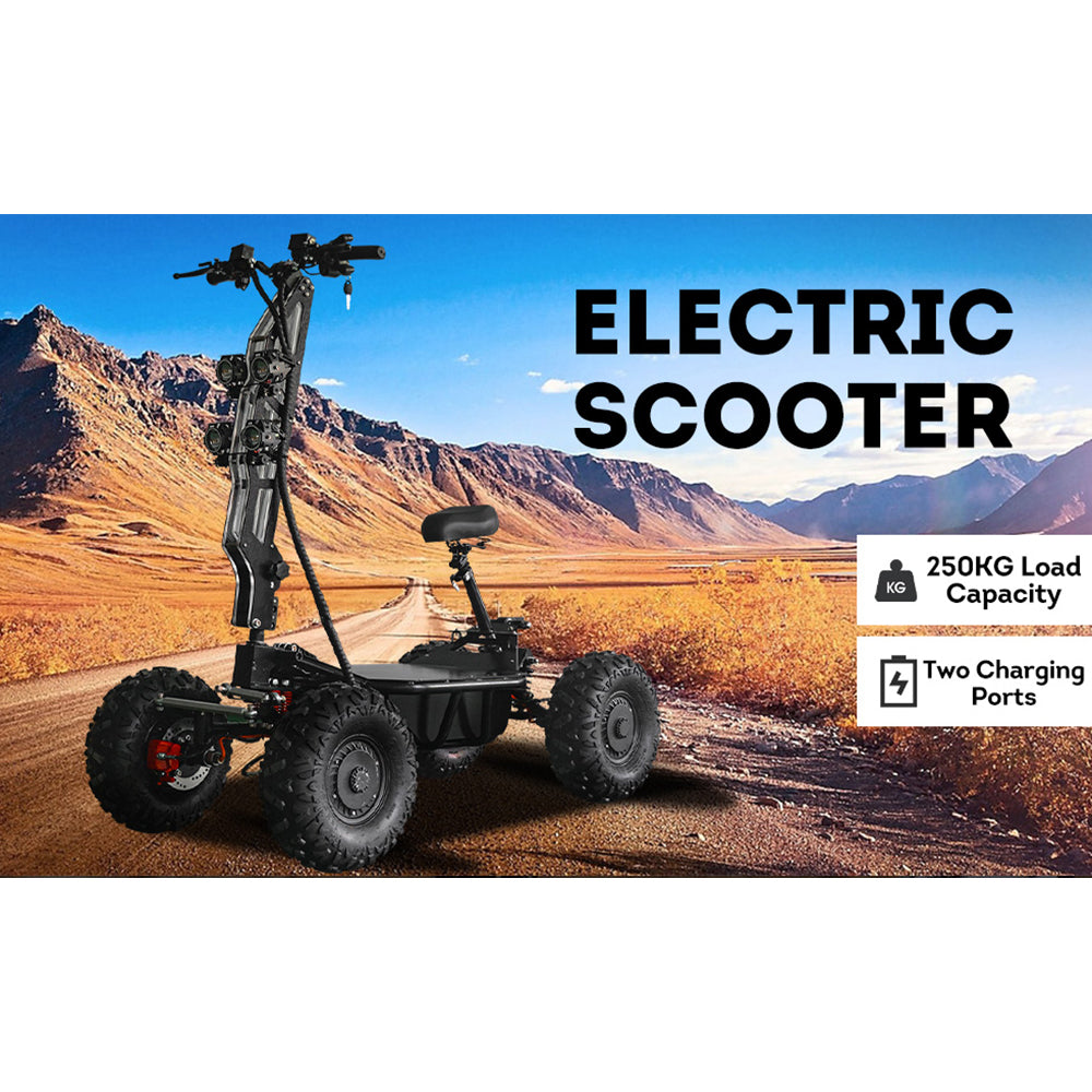 AKEZ 60V (2*2500W) 30Ah Dual Motors 4 Wheel Off-road Electric Scooter All-terrain Foldable Scooter - Black