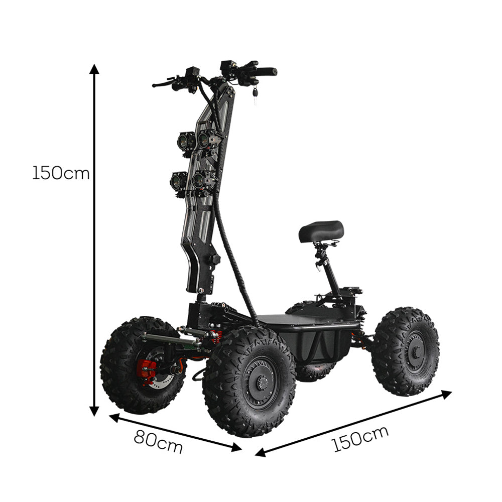 AKEZ 60V (4*2500W) 52Ah 4 Wheel Off-road Electric Scooter All-terrain Foldable Scooter - Black