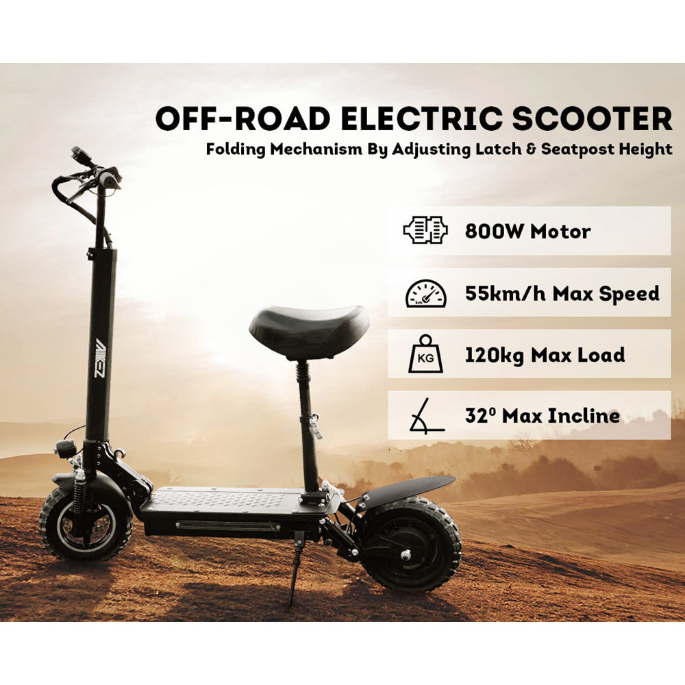 800W QT800 Off Road Electric Scooter w/ Seat Motorised Adult Riding Foldable