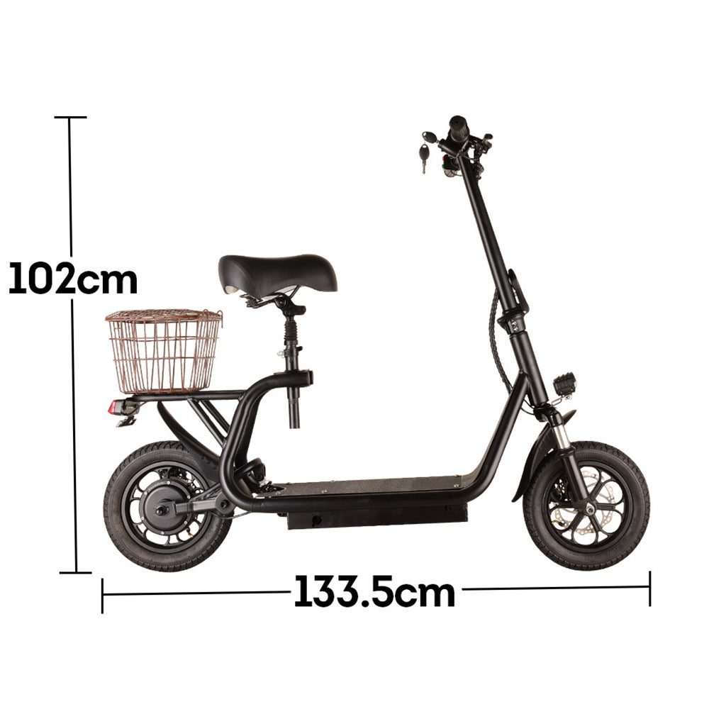 AKEZ B3 550W 10Ah 12-inch Electric Scooter Foldable Motorised Scooter W/ Large Capacity - Black