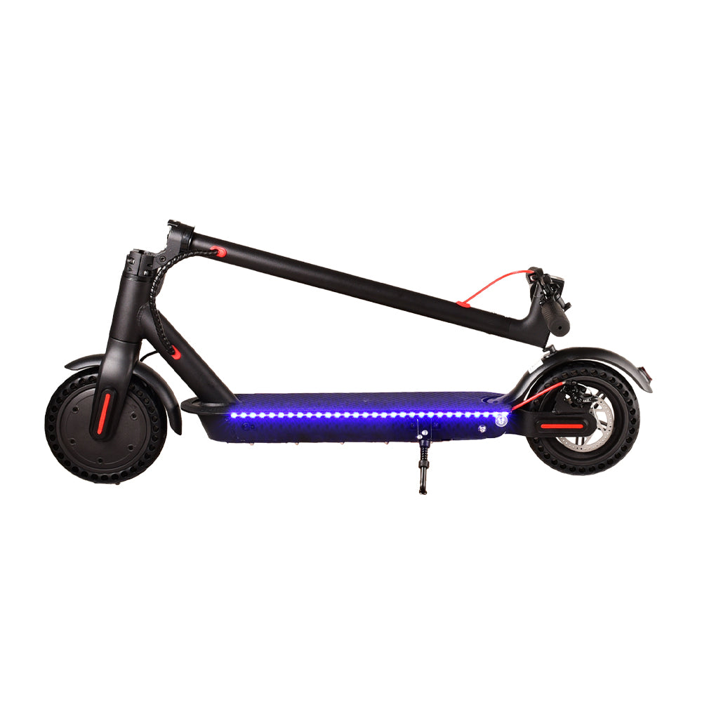AKEZ M365 Blue LED Strip Electric Scooter Foldable Motorised Scooter Honeycomb Tires with shock Absorber A11E - Black