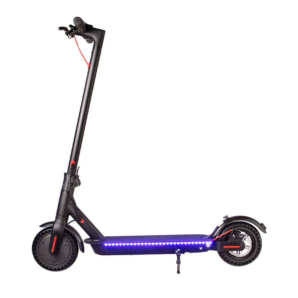 AKEZ M365 Blue LED Strip Electric Scooter Foldable Motorised Scooter Honeycomb Tires with shock Absorber A11E - Black