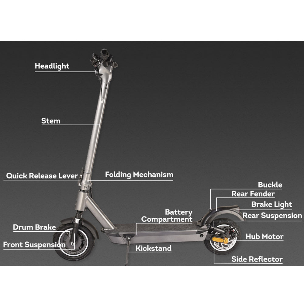 AKEZ A3C 1000W 48V 12.5AH Electric Scooter Foldable Portable E-Scooter - Titanium Grey