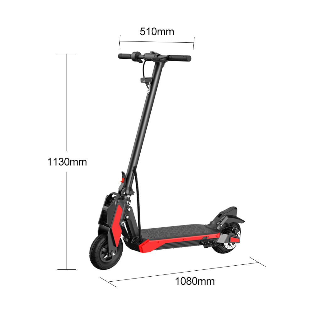AKEZ H8 350W 36V 8AH Foldable Electric Scooter Disc And E-brake - Black&Red