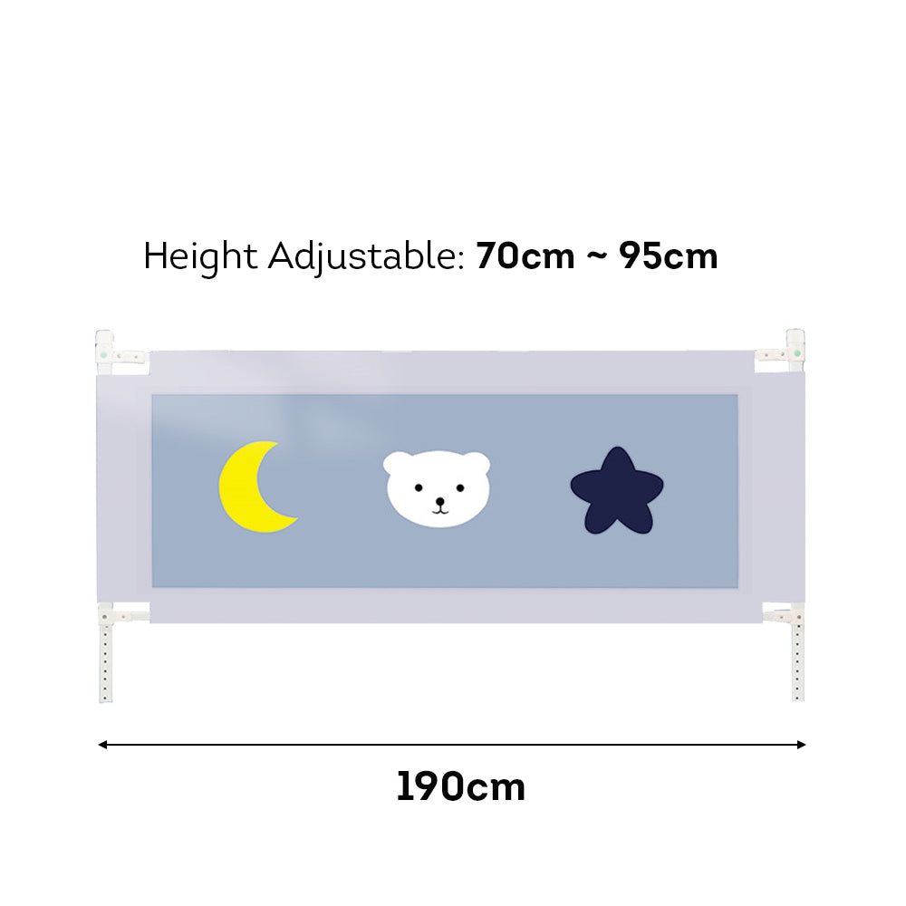 MASON TAYLOR 190CM Bed Guard Panel Height Adjustable - Gray
