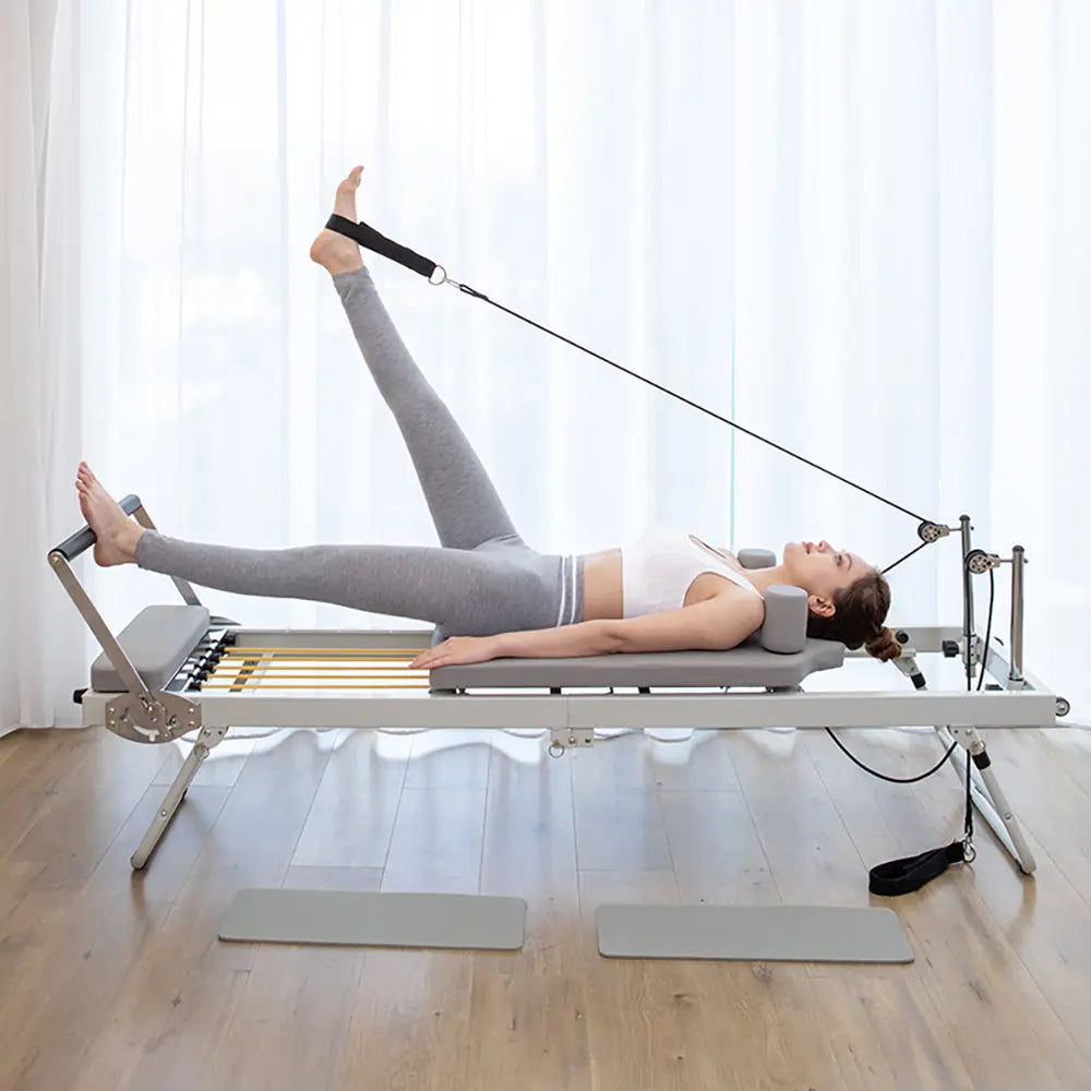 JMQ Fitness Multi-purpose foldable Steel Frame Pilates Reformer Pilates Tables-Beige