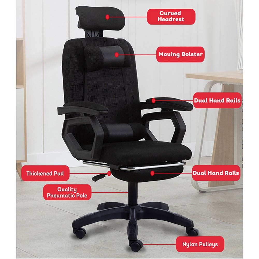 MASON TAYLOR Executive Office Computer Mesh Work Chair with Fan High Back Black