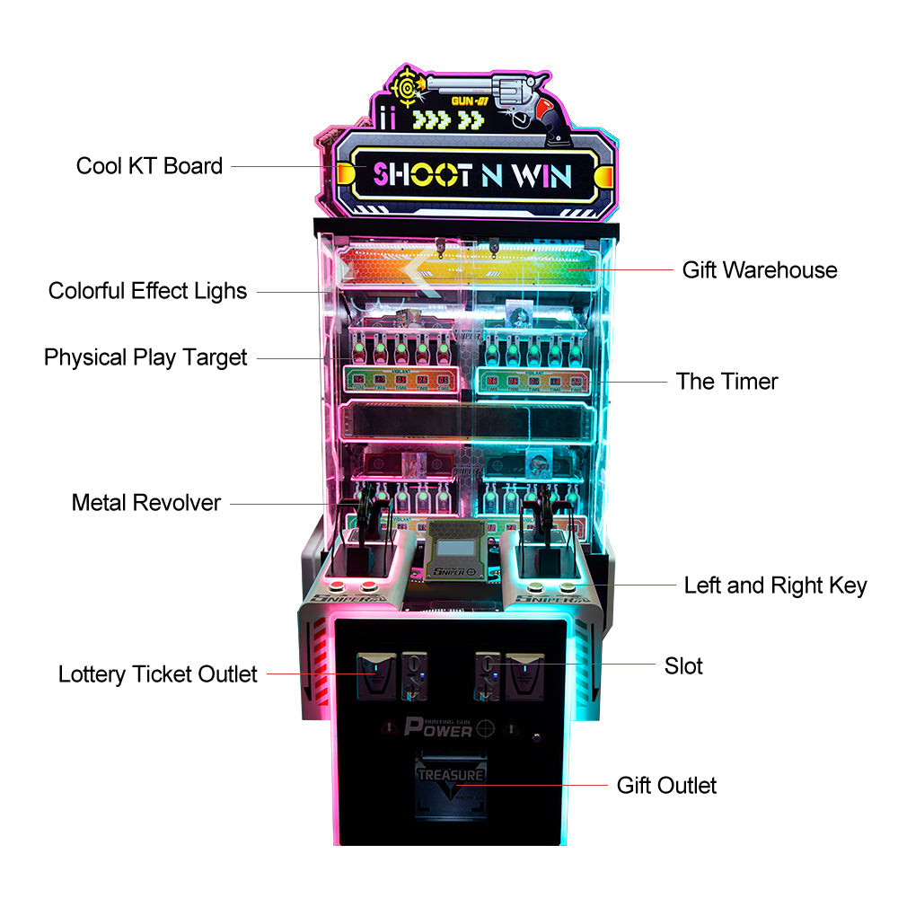 MACE Multiplayer Arcade Game Machine Target shooting - Blue&Pink